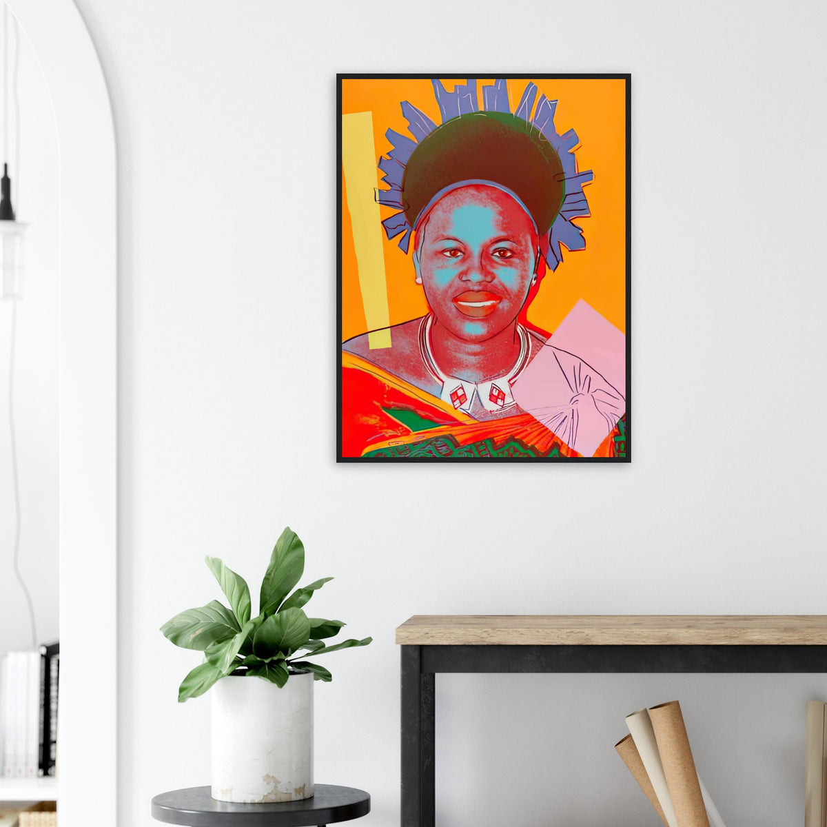 Andy Warhol framed print depicting this work depicts Queen Ntombi Twala of Swaziland; The Reigning Queens portfolio presented four women who held ruling power in their own right: Elizabeth
