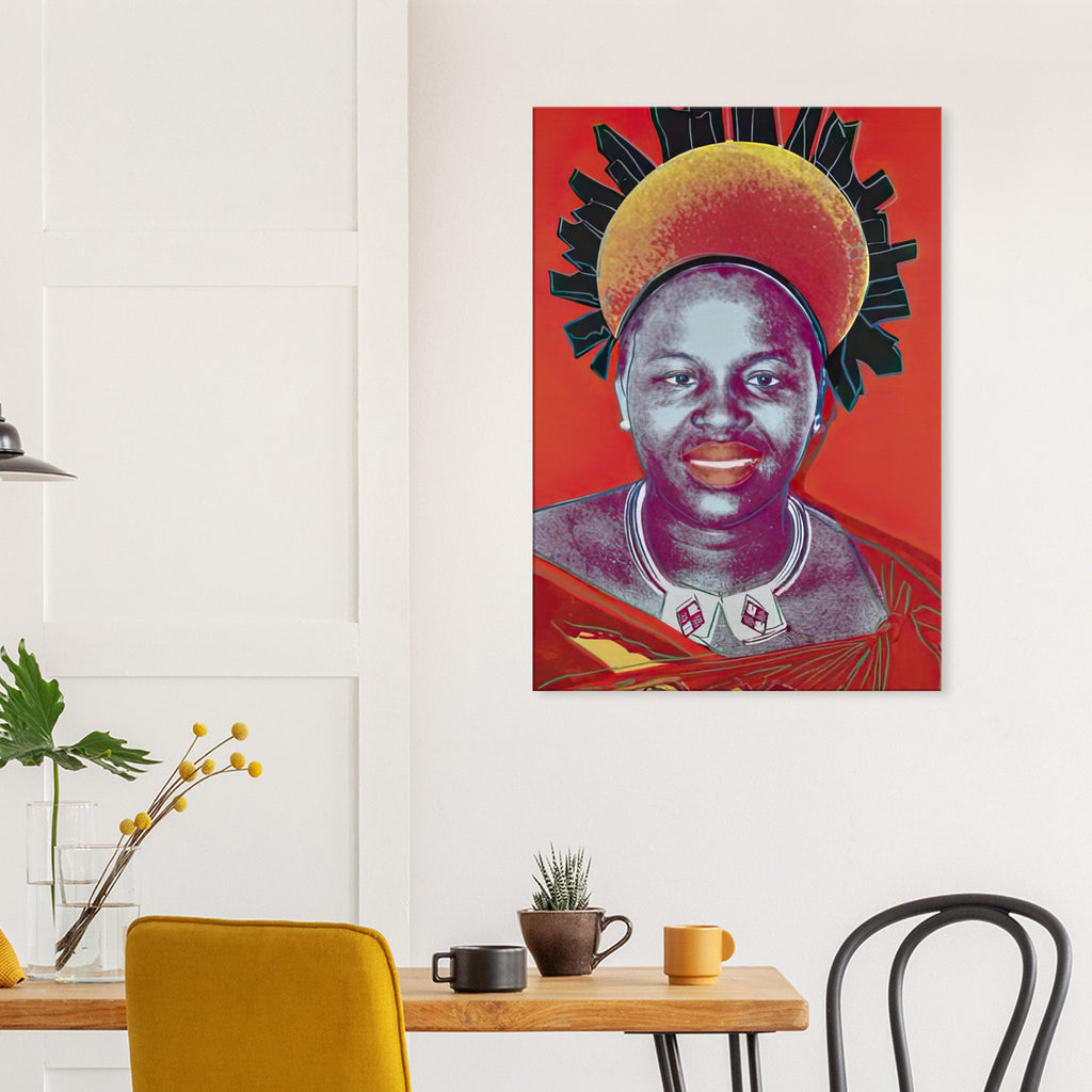Andy Warhol canvas print depicting the recognizable royal portrait becomes a strong graphic focal point