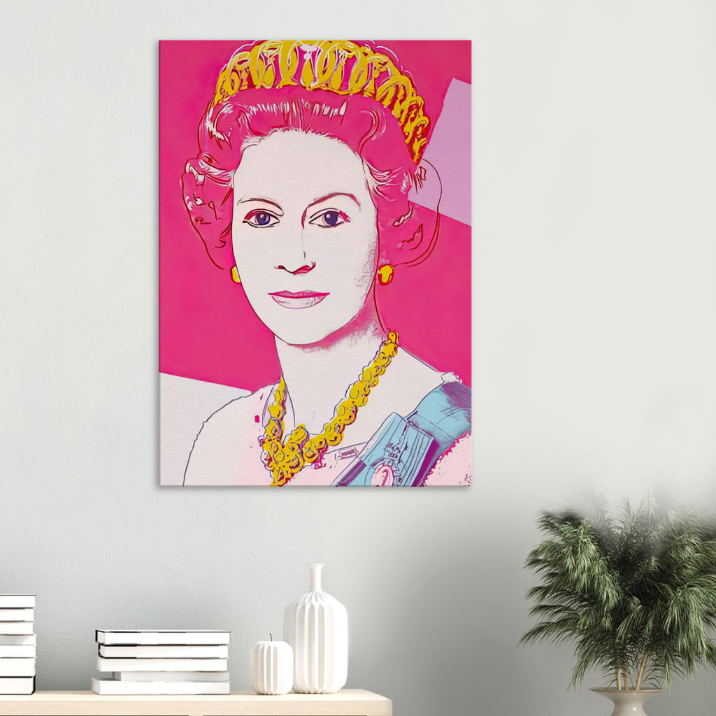 Andy Warhol canvas print depicting the recognizable royal portrait becomes a strong graphic focal point