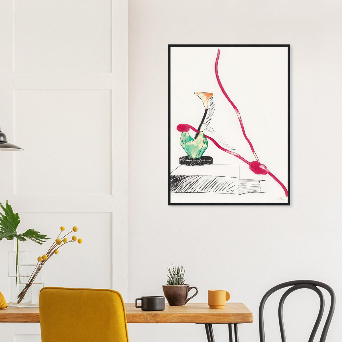 Andy Warhol framed print depicting the design highlights the relationship between compact petals, organic contours and deliberately graphic printmaking marks