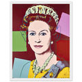 Andy Warhol framed print depicting this work depicts Queen Elizabeth II of the United Kingdom; The Reigning Queens portfolio presented four women who held ruling power in their own right: Elizabeth, white frame, 27x35 cm / 11x14″