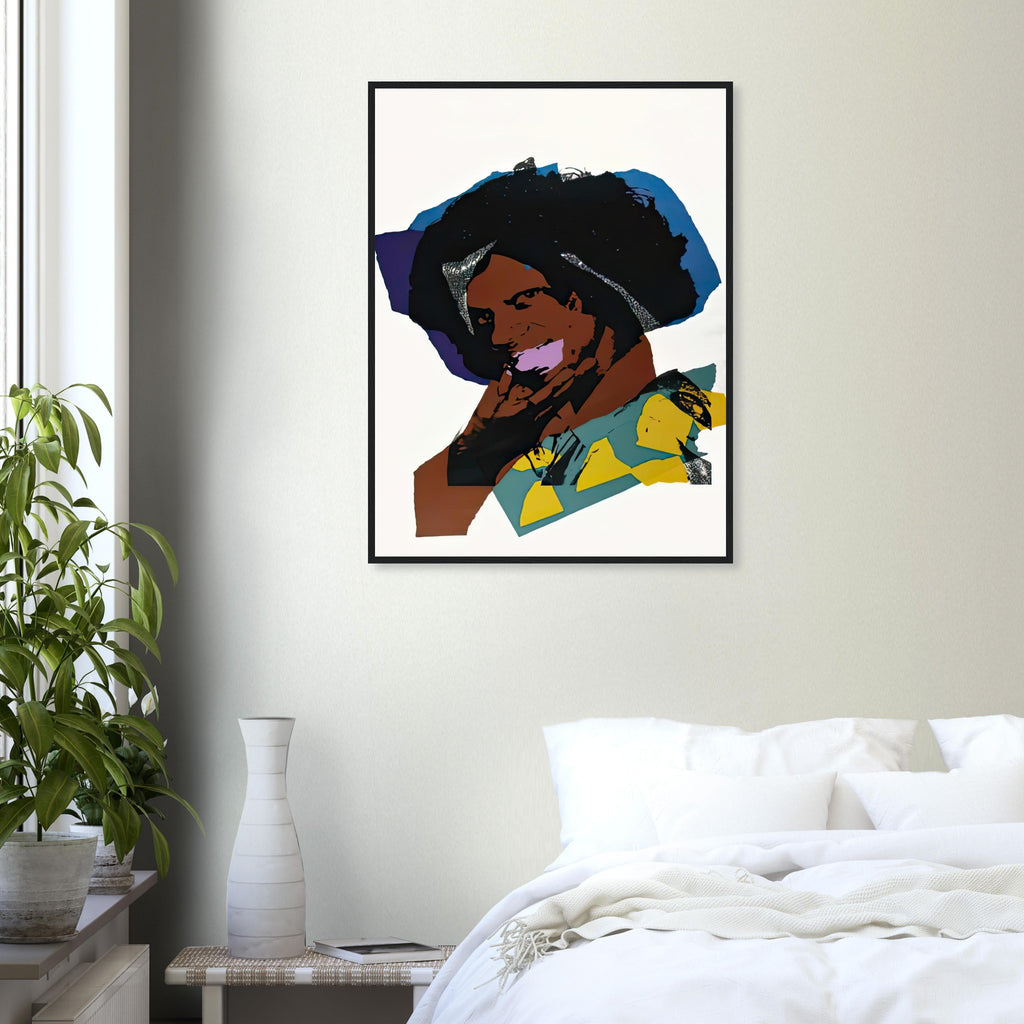 Andy Warhol framed print depicting areas of saturated colour and loose, sometimes deliberately displaced contours interact with the sitter’s photographic likeness; The Ladies and Gentlemen project portrays transgender women and drag performers from New York, including