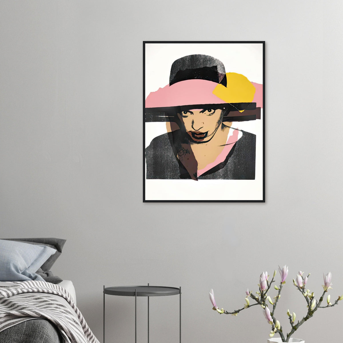 Andy Warhol framed print depicting areas of saturated colour and loose, sometimes deliberately displaced contours interact with the sitter’s photographic likeness; The Ladies and Gentlemen project portrays transgender women and drag performers from New York, including