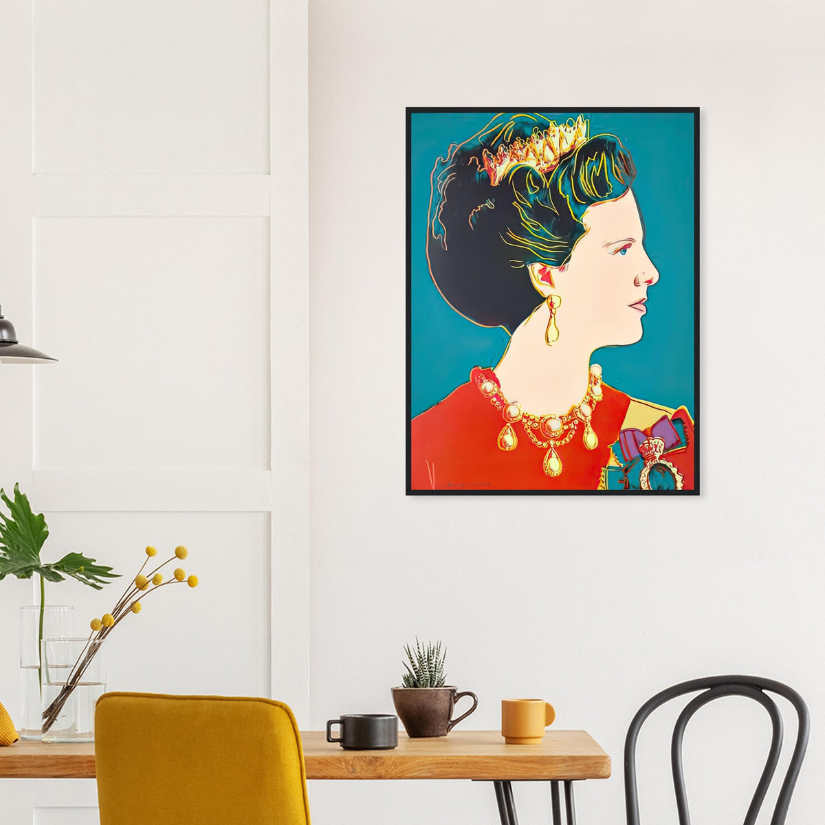 Andy Warhol framed print depicting this work depicts Queen Margrethe II of Denmark; The Reigning Queens portfolio presented four women who held ruling power in their own right: Elizabeth