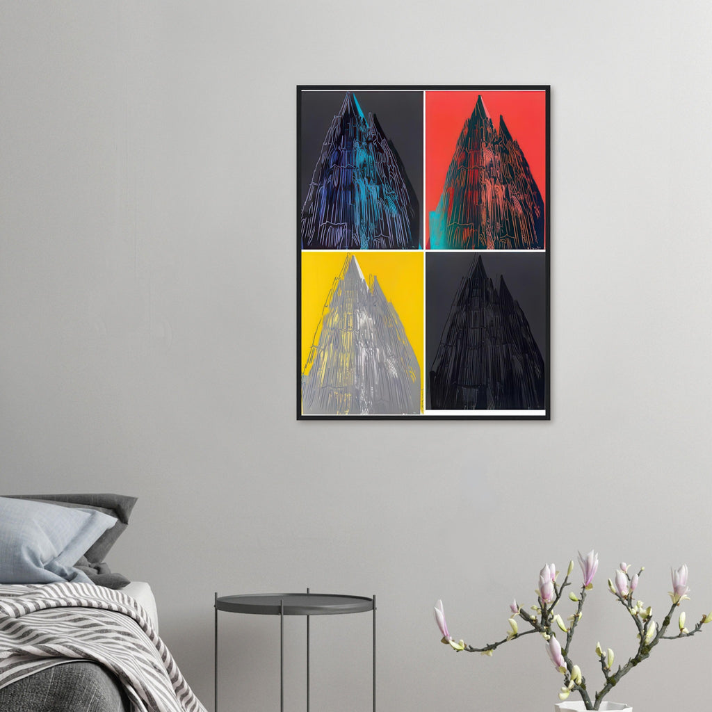 Andy Warhol framed print depicting the cathedral’s soaring spires and intricate façade give the poster a strong vertical architectural structure, providing an unusual counterpart to the artist’s better-known celebrity faces