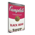 Andy Warhol canvas print depicting the instantly legible soup-can silhouette, packaging lettering and product name create a highly recognizable commercial composition, 45x60 cm / 18x24″