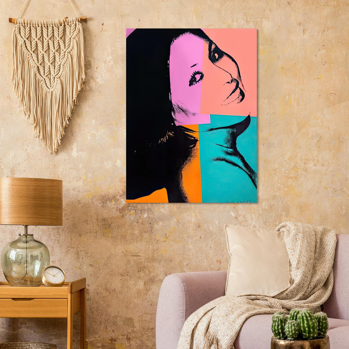 Andy Warhol poster depicting its effect as wall art comes from the supplied artwork and its graphic presence