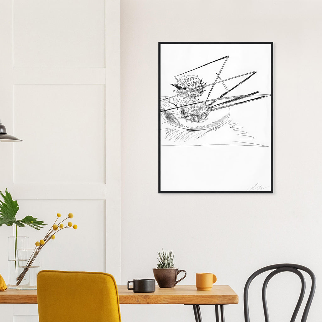 Andy Warhol framed print depicting the black-and-white treatment emphasizes shapes, texture and the structure of the flowers rather than bright color accents