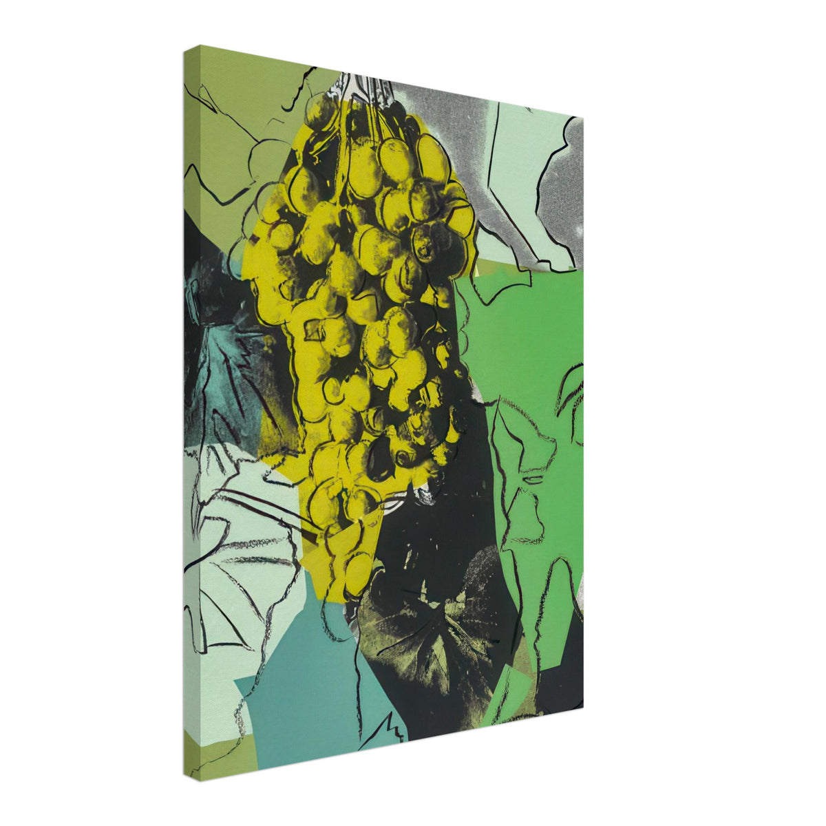 Andy Warhol canvas print depicting rounded grape forms and flowing stems provide a decorative rhythm, while the composition feels more graphic than naturalistic, 45x60 cm / 18x24″