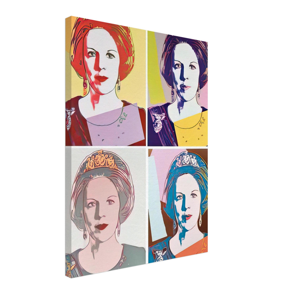 Andy Warhol canvas print depicting the recognizable royal portrait becomes a strong graphic focal point, 45x60 cm / 18x24″