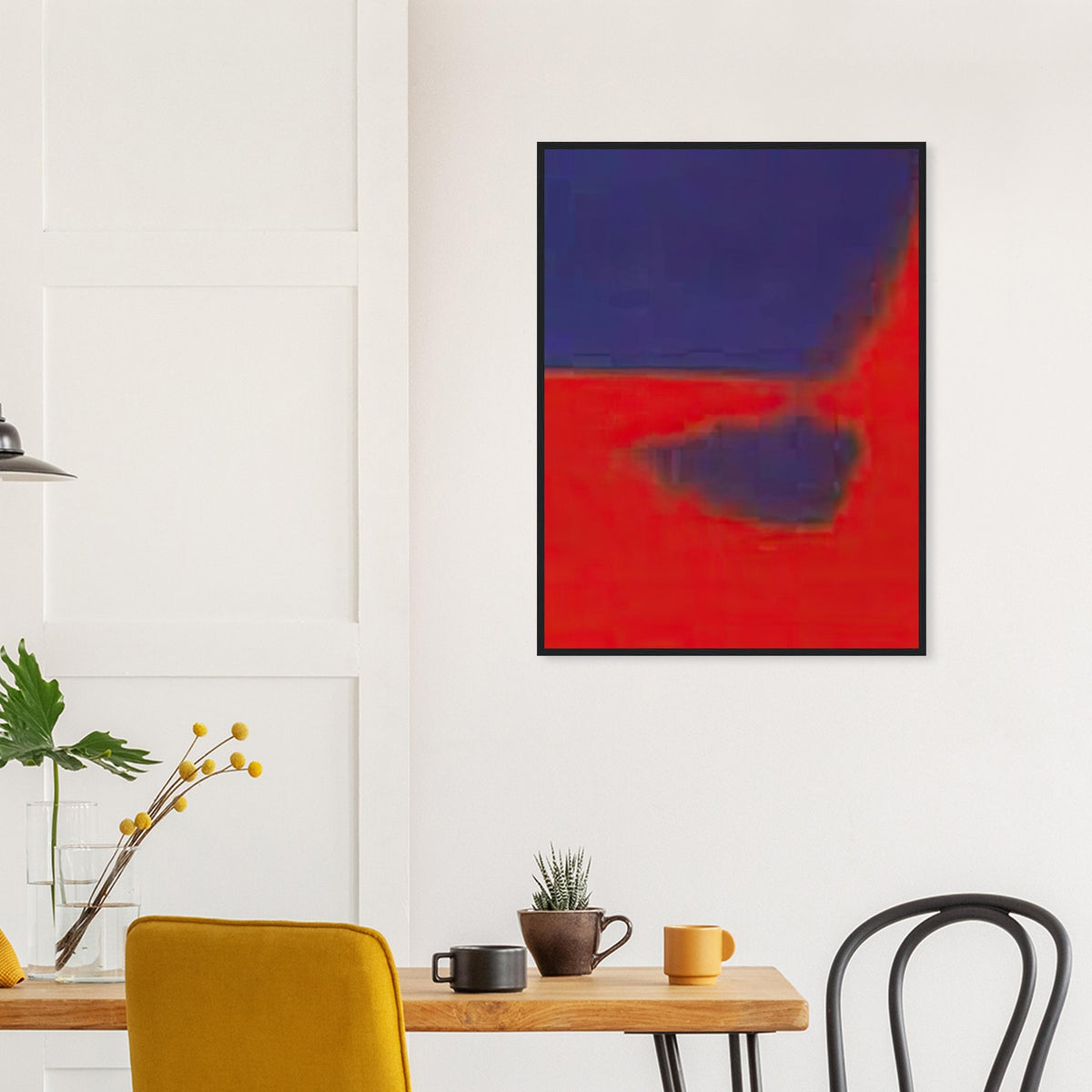 Andy Warhol framed print depicting wide, indistinct shapes sweep across colour fields; Warhol’s Shadows prints developed from a large body of near-abstract paintings shown in 1979
