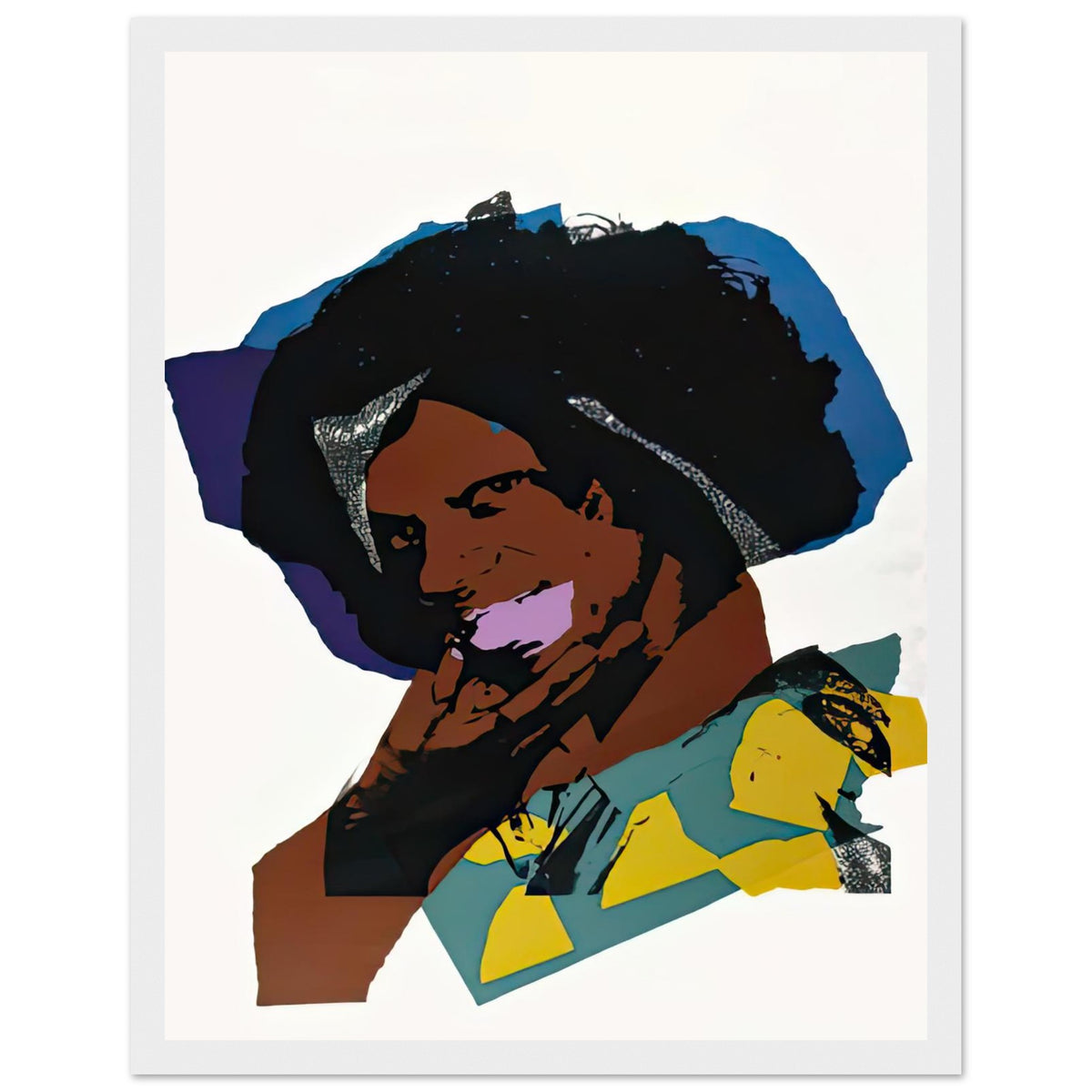 Andy Warhol framed print depicting areas of saturated colour and loose, sometimes deliberately displaced contours interact with the sitter’s photographic likeness; The Ladies and Gentlemen project portrays transgender women and drag performers from New York, including, white frame, 27x35 cm / 11x14″