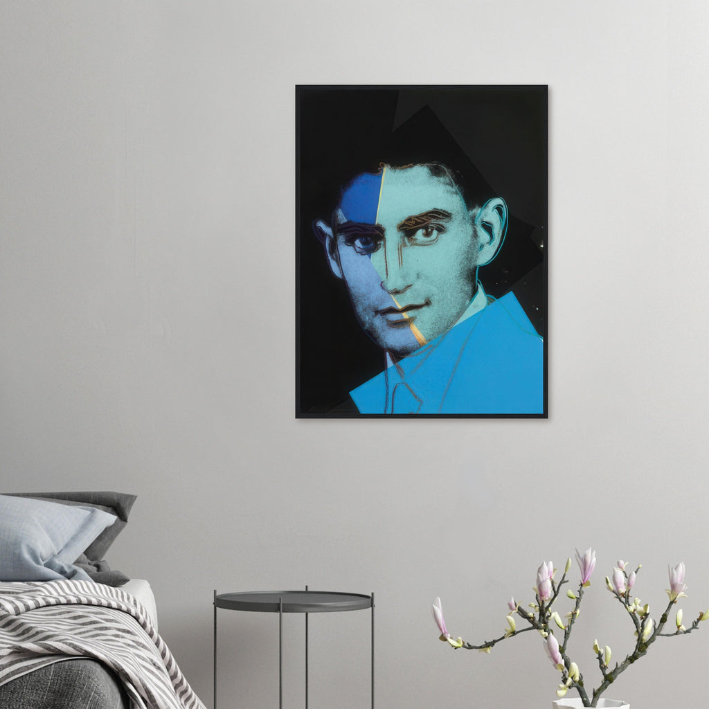 Andy Warhol framed print depicting the image centers on a distinctive likeness rather than narrative scenery; line and simplified contrast make the person the focus