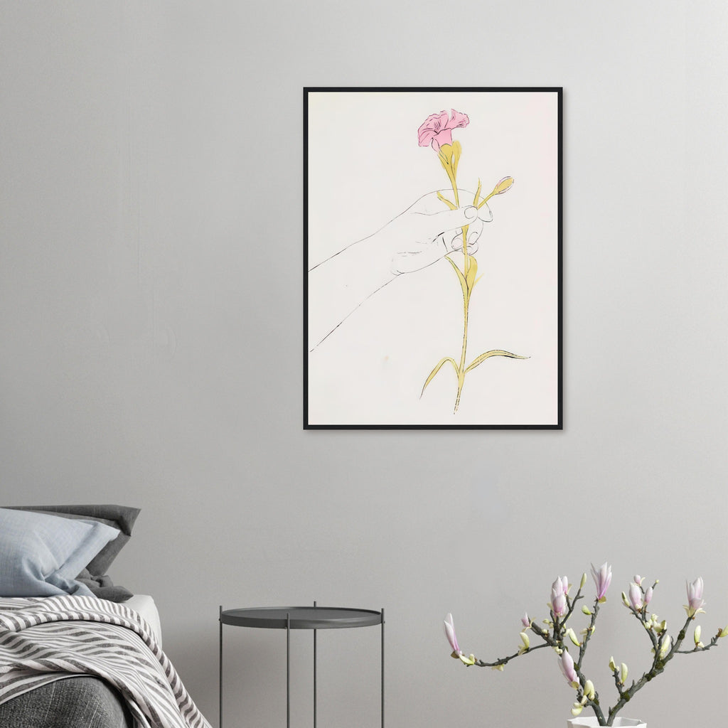 Andy Warhol framed print depicting the restrained, expressive line-work turns a small human gesture into an intimate, decorative subject