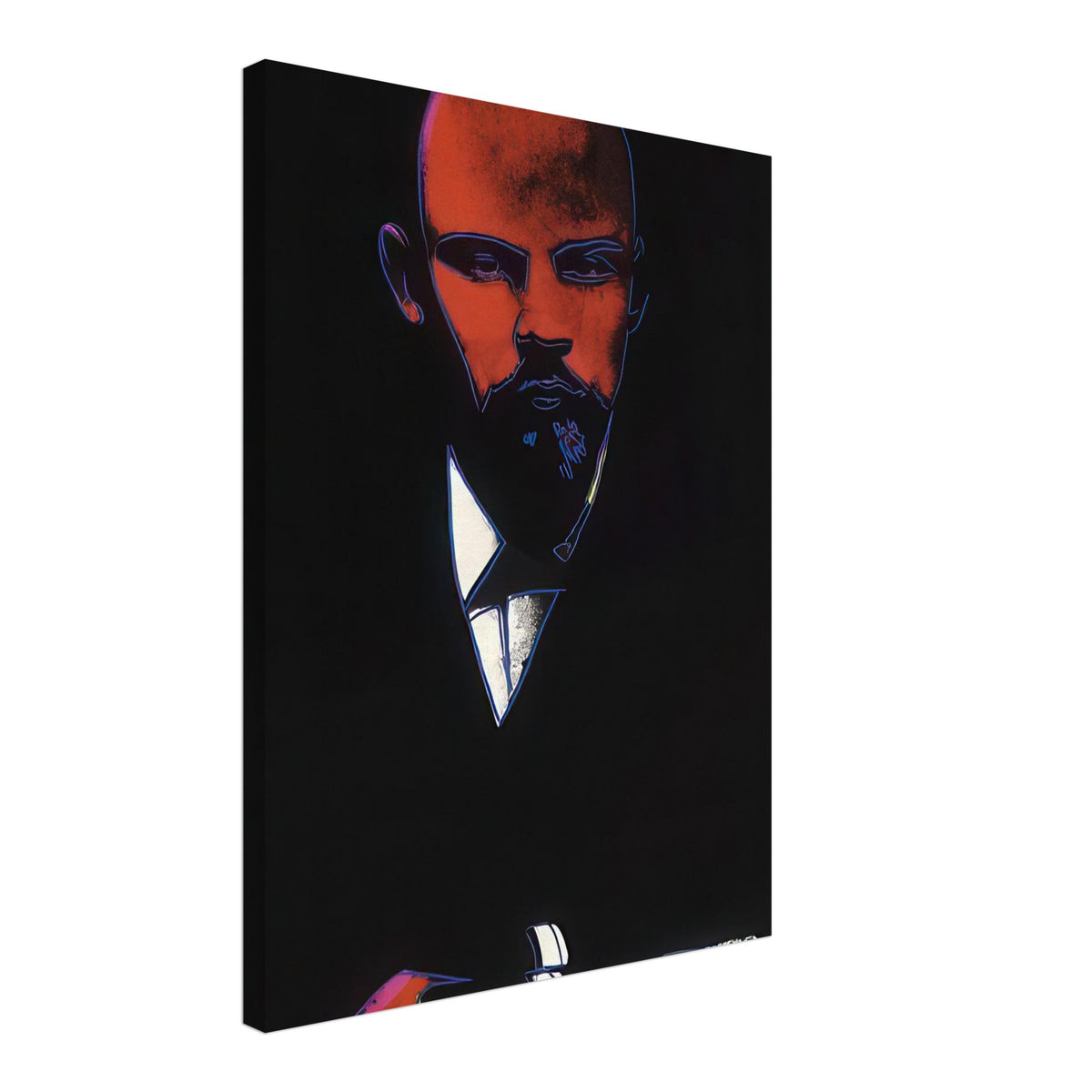 Andy Warhol canvas print depicting an assertive face and reduced graphic shapes organize the composition into a memorable political portrait, independent of a traditional painted likeness, 45x60 cm / 18x24″