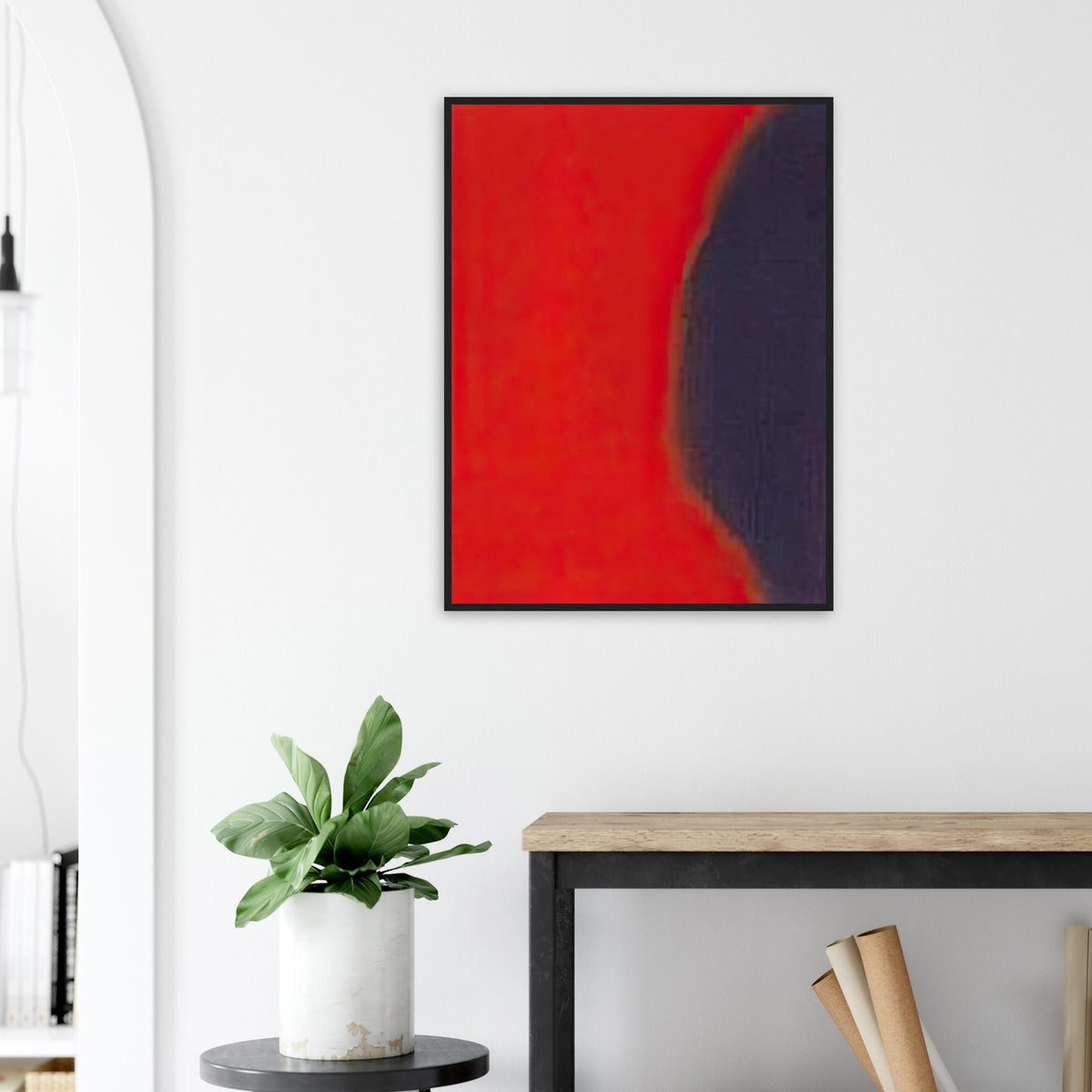 Andy Warhol framed print depicting wide, indistinct shapes sweep across colour fields; Warhol’s Shadows prints developed from a large body of near-abstract paintings shown in 1979