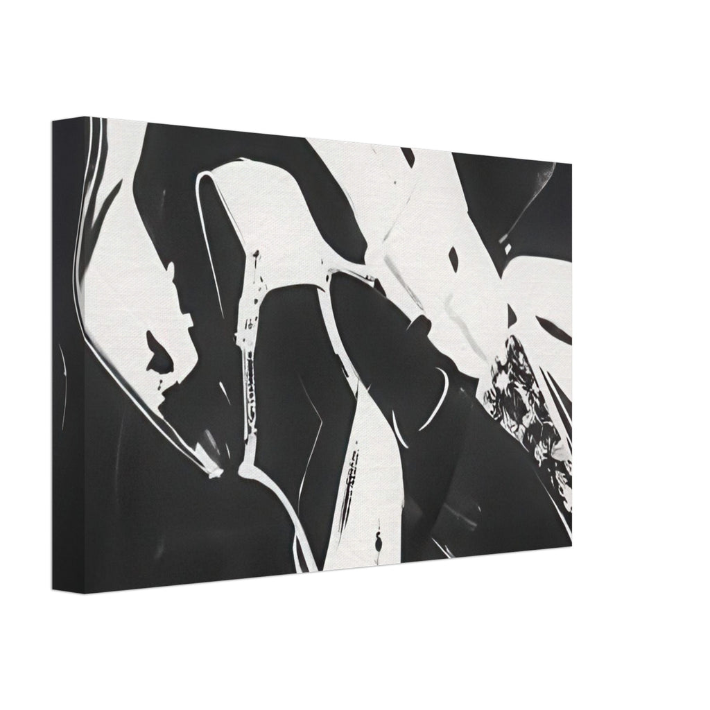 Andy Warhol canvas print depicting a lively arrangement of footwear, with overlapping silhouettes and decorative texture, a detail that connects the composition to its broader artistic subject, 20x30 cm / 8x12″