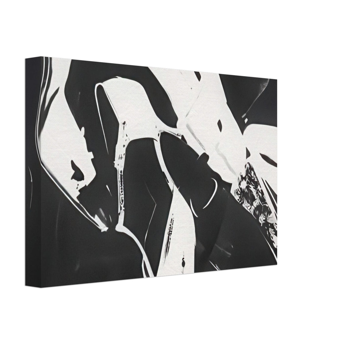 Andy Warhol canvas print depicting a lively arrangement of footwear, with overlapping silhouettes and decorative texture, a detail that connects the composition to its broader artistic subject, 20x30 cm / 8x12″