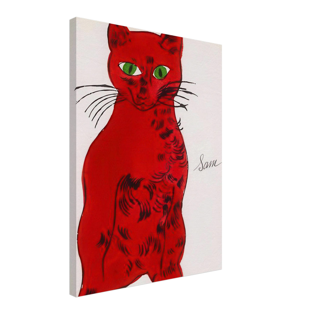 Andy Warhol canvas print depicting a spare contour drawing gives the animal its personality, while uncomplicated forms keep the focus on the cat’s outline and pose, 45x60 cm / 18x24″