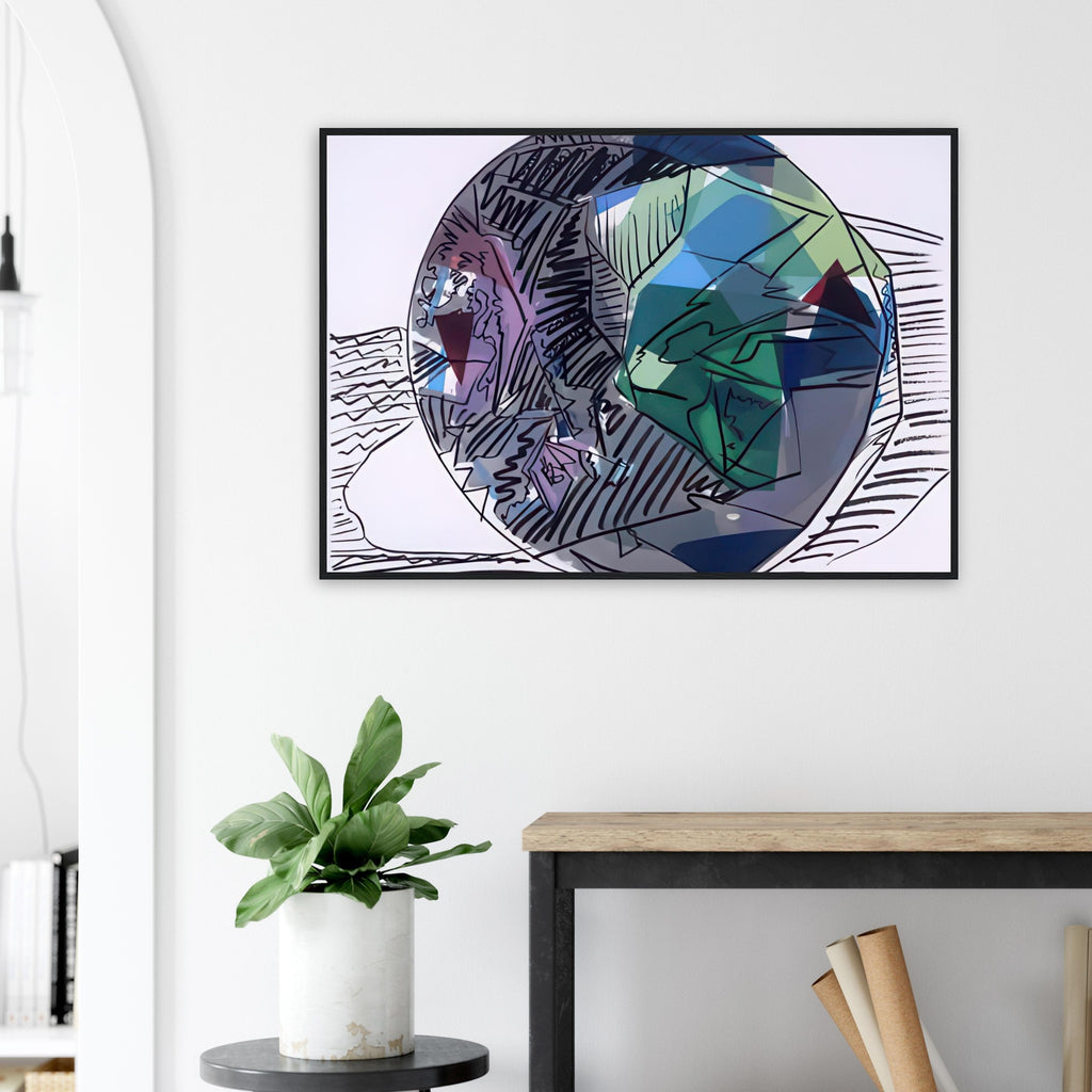 Andy Warhol framed print depicting jewel-like shapes arranged as luminous graphic forms, a detail that connects the composition to its broader artistic subject