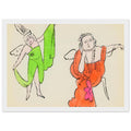 Andy Warhol framed print depicting fantastical, decorative figures and storybook-like imagery, a detail that connects the composition to its broader artistic subject, white frame, 21x29.7 cm / 8x12"
