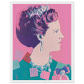 Andy Warhol framed print depicting this work depicts Queen Margrethe II of Denmark; The Reigning Queens portfolio presented four women who held ruling power in their own right: Elizabeth, white frame, 27x35 cm / 11x14″