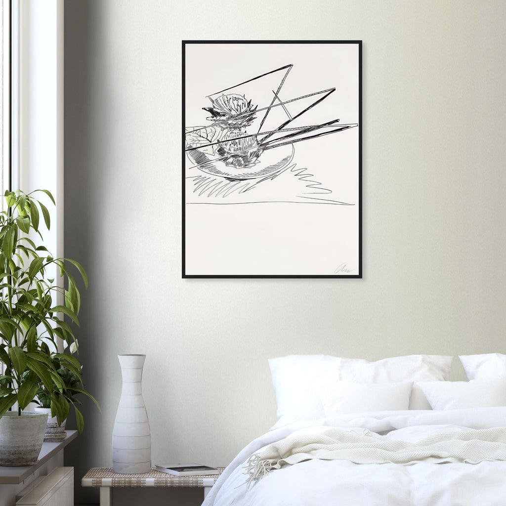 Andy Warhol framed print depicting the design highlights the relationship between compact petals, organic contours and deliberately graphic printmaking marks