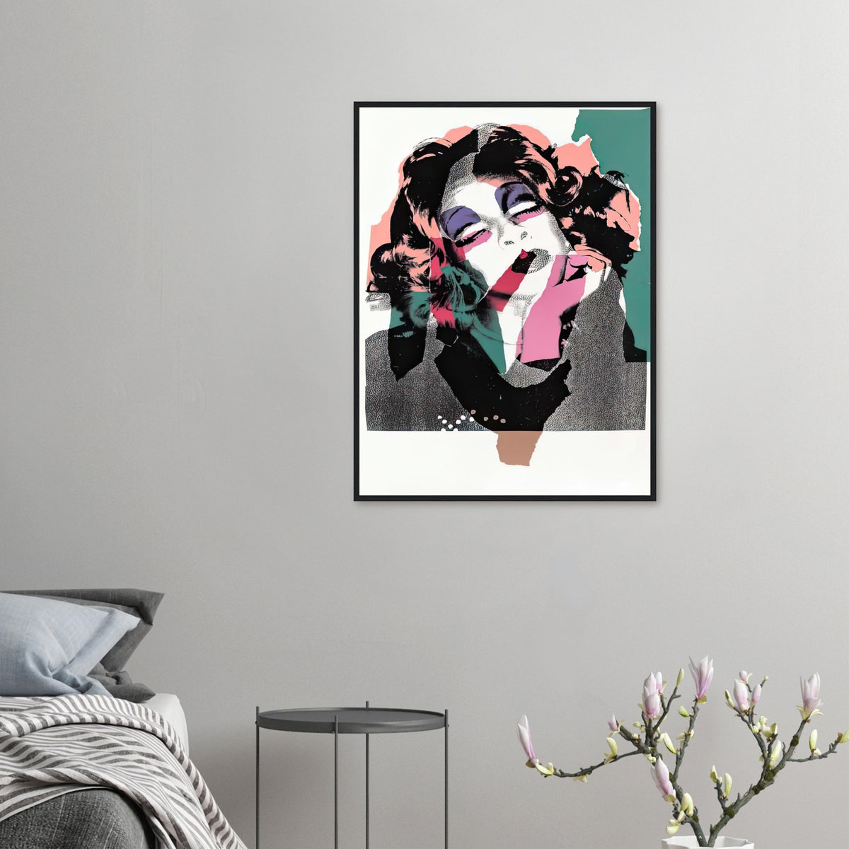 Andy Warhol framed print depicting areas of saturated colour and loose, sometimes deliberately displaced contours interact with the sitter’s photographic likeness; The Ladies and Gentlemen project portrays transgender women and drag performers from New York, including