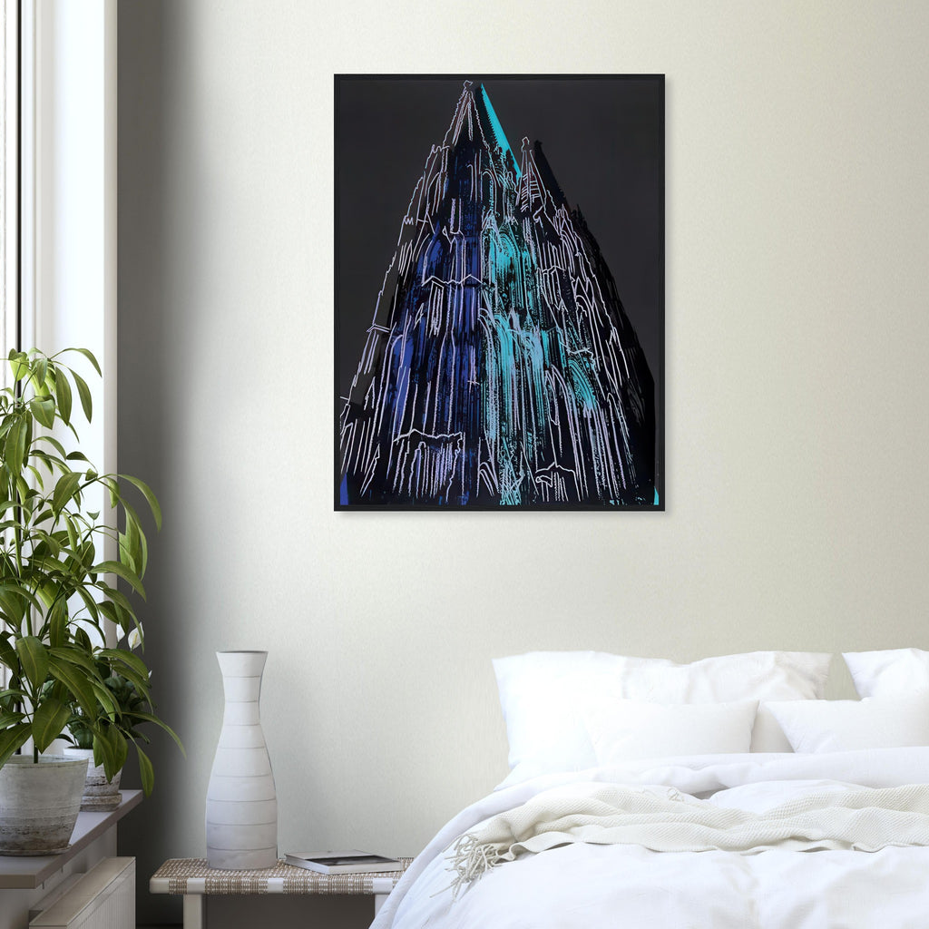 Andy Warhol framed print depicting the cathedral’s soaring spires and intricate façade give the poster a strong vertical architectural structure, providing an unusual counterpart to the artist’s better-known celebrity faces