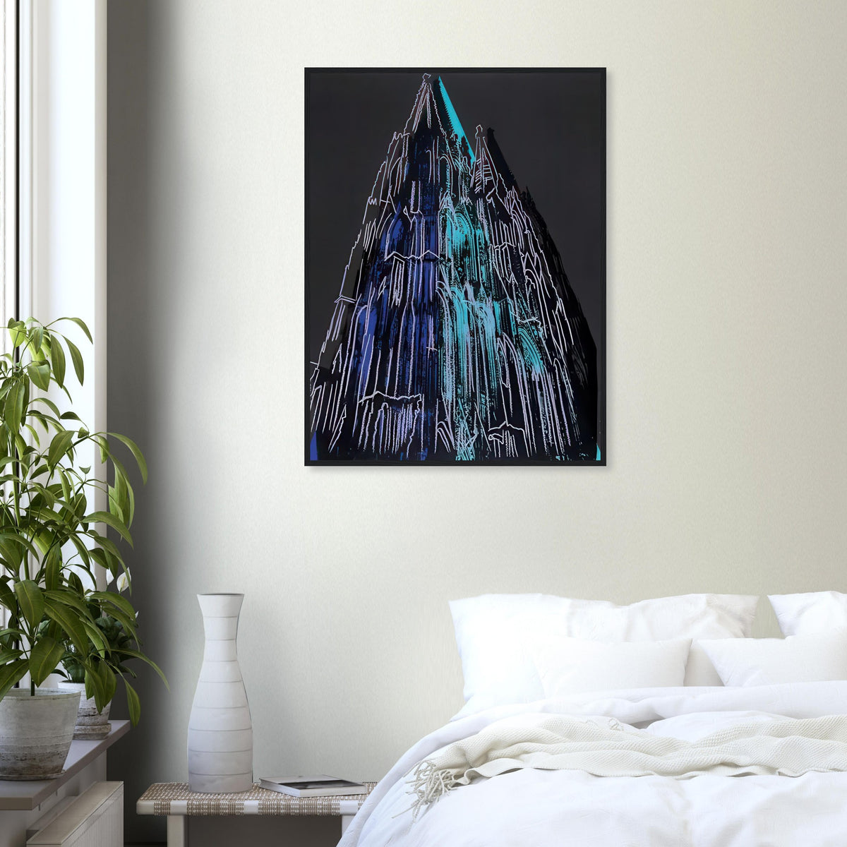 Andy Warhol framed print depicting the cathedral’s soaring spires and intricate façade give the poster a strong vertical architectural structure, providing an unusual counterpart to the artist’s better-known celebrity faces
