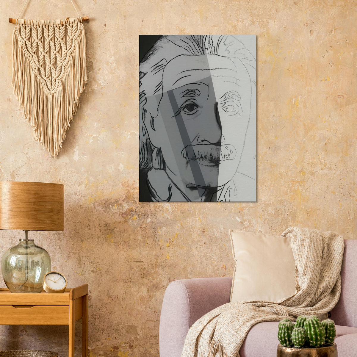 Andy Warhol canvas print depicting the image centers on a distinctive likeness rather than narrative scenery; line and simplified contrast make the person the focus