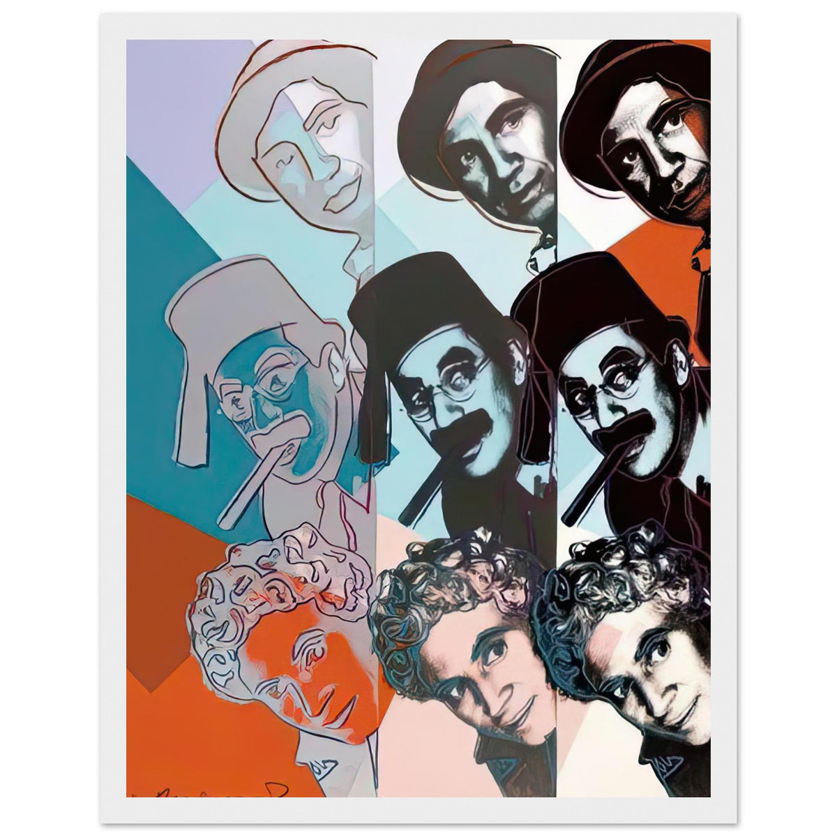 Andy Warhol framed print depicting the sitter is the American comedy performers; This portrait belongs to Ten Portraits of Jews of the Twentieth Century, in which Warhol brought, white frame, 27x35 cm / 11x14″