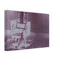 Andy Warhol canvas print depicting the stark chair, its surroundings and the tense emptiness of the room, a detail that connects the composition to its broader artistic subject, 20x30 cm / 8x12″
