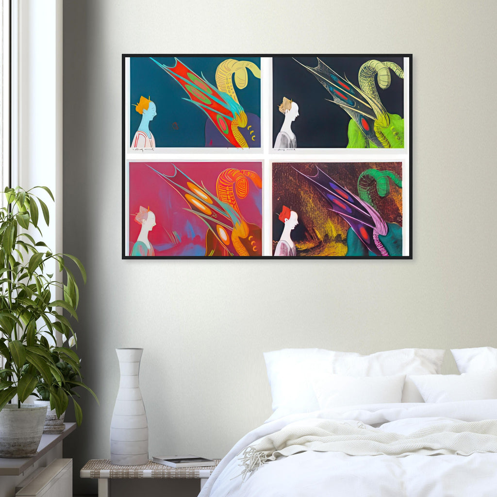 Andy Warhol framed print depicting a detail from the legendary encounter between Saint George and the dragon, a detail that connects the composition to its broader artistic subject