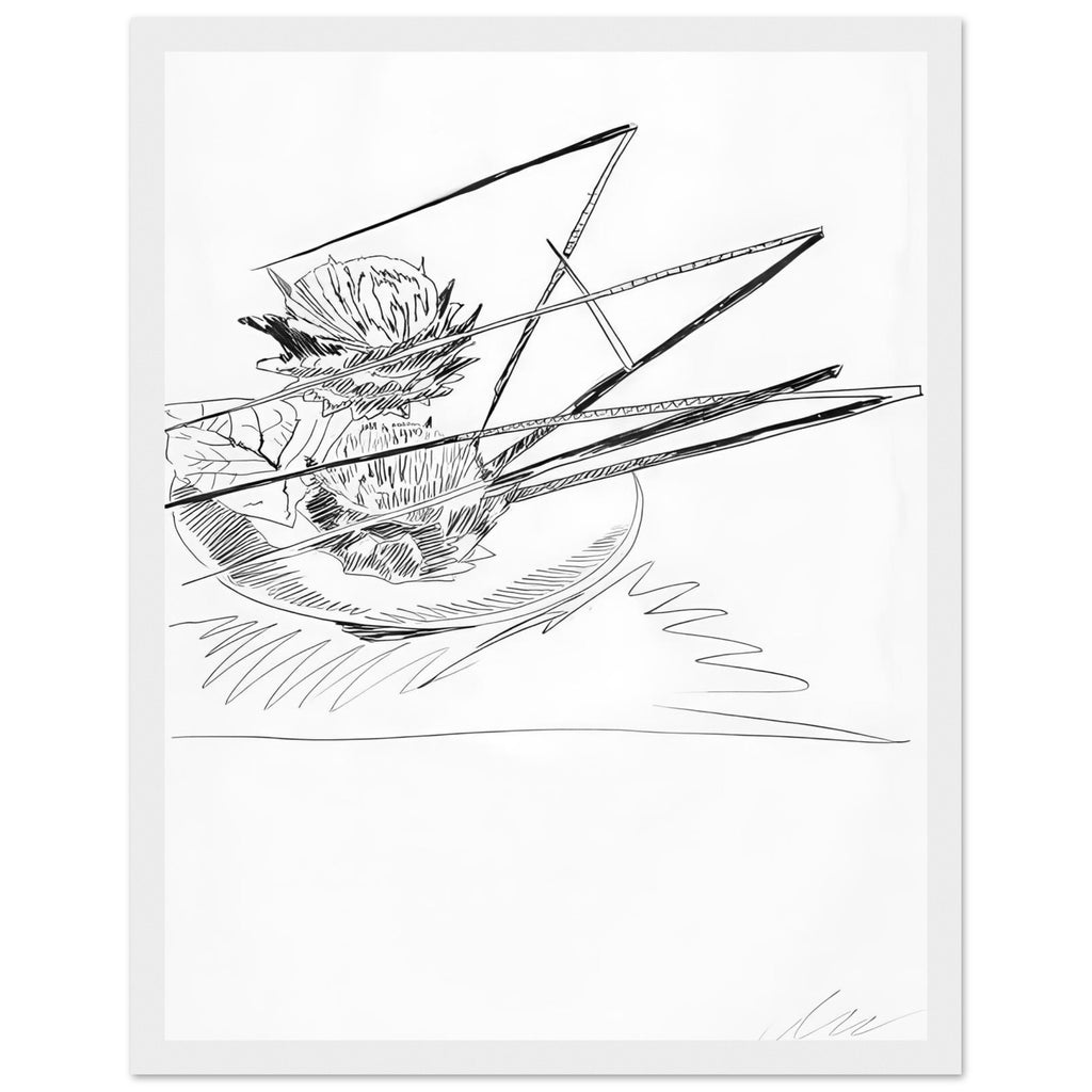 Andy Warhol framed print depicting the black-and-white treatment emphasizes shapes, texture and the structure of the flowers rather than bright color accents, white frame, 27x35 cm / 11x14″
