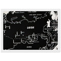 Andy Warhol framed print depicting cartographic outlines and strategic map markings, a detail that connects the composition to its broader artistic subject, white frame, 21x29.7 cm / 8x12"
