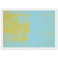Andy Warhol framed print depicting the stark chair, its surroundings and the tense emptiness of the room, a detail that connects the composition to its broader artistic subject, white frame, 21x29.7 cm / 8x12"