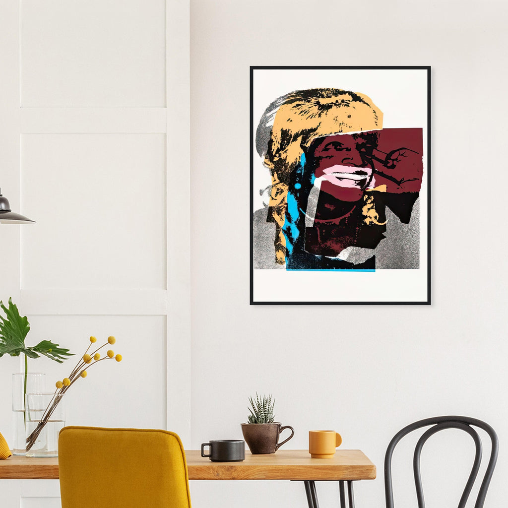 Andy Warhol framed print depicting areas of saturated colour and loose, sometimes deliberately displaced contours interact with the sitter’s photographic likeness; The Ladies and Gentlemen project portrays transgender women and drag performers from New York, including