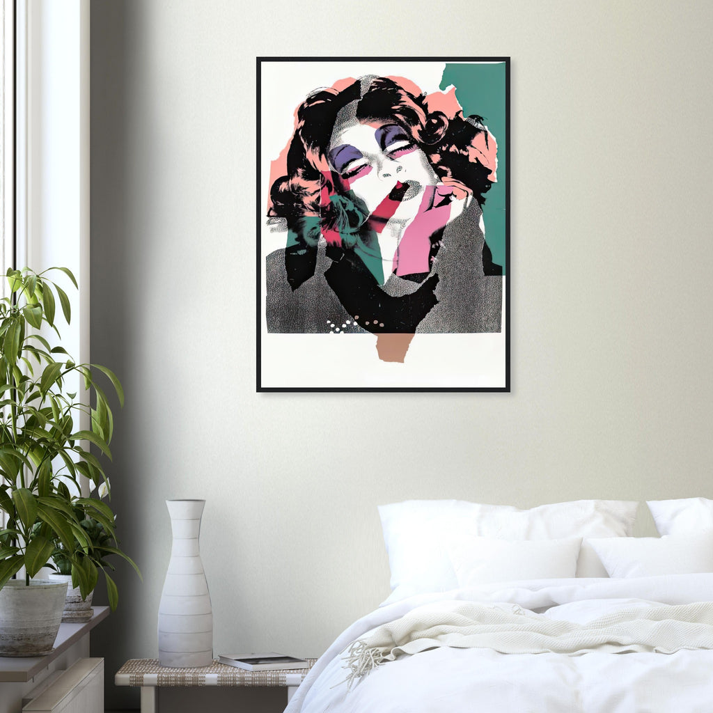 Andy Warhol framed print depicting areas of saturated colour and loose, sometimes deliberately displaced contours interact with the sitter’s photographic likeness; The Ladies and Gentlemen project portrays transgender women and drag performers from New York, including
