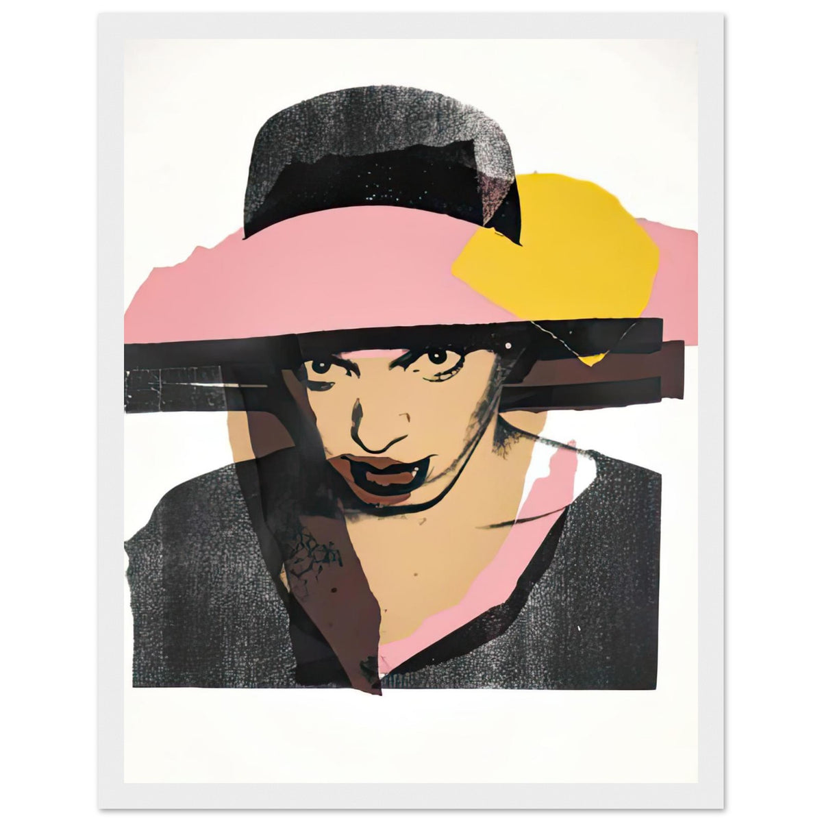 Andy Warhol framed print depicting areas of saturated colour and loose, sometimes deliberately displaced contours interact with the sitter’s photographic likeness; The Ladies and Gentlemen project portrays transgender women and drag performers from New York, including, white frame, 27x35 cm / 11x14″
