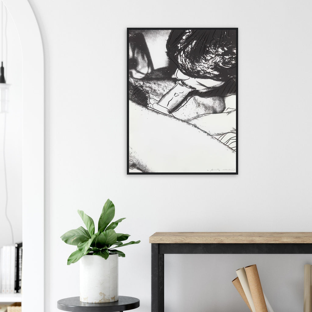Andy Warhol framed print depicting its effect as wall art comes from the supplied artwork and its graphic presence