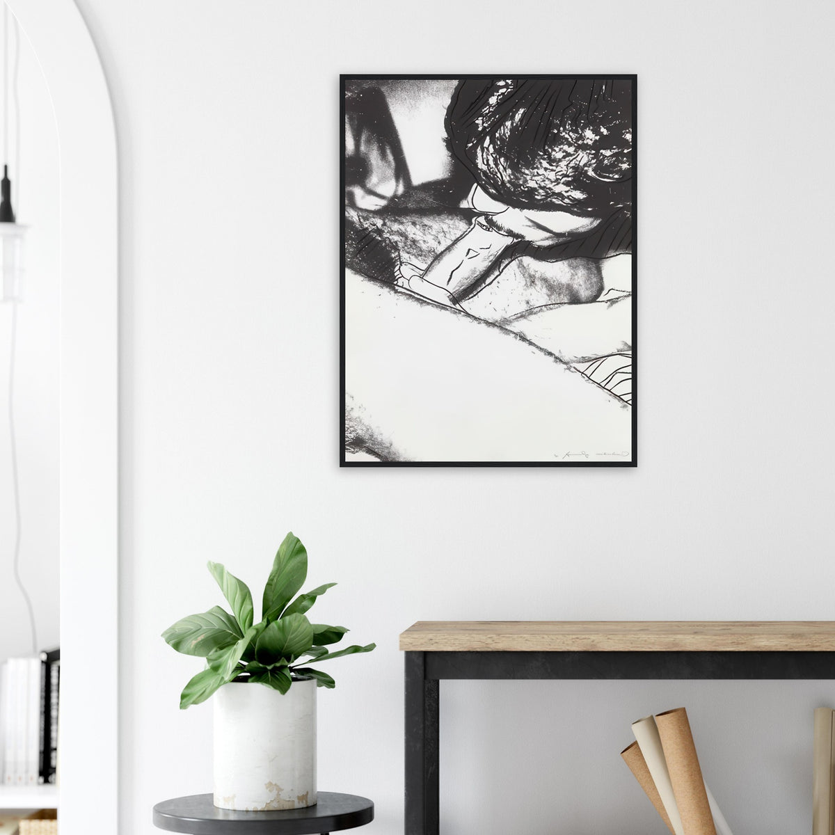 Andy Warhol framed print depicting its effect as wall art comes from the supplied artwork and its graphic presence