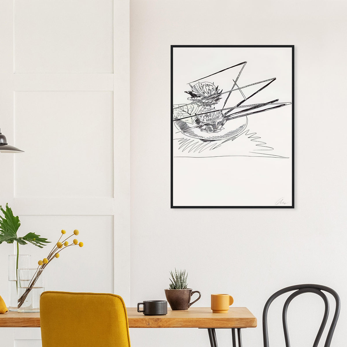 Andy Warhol framed print depicting the design highlights the relationship between compact petals, organic contours and deliberately graphic printmaking marks