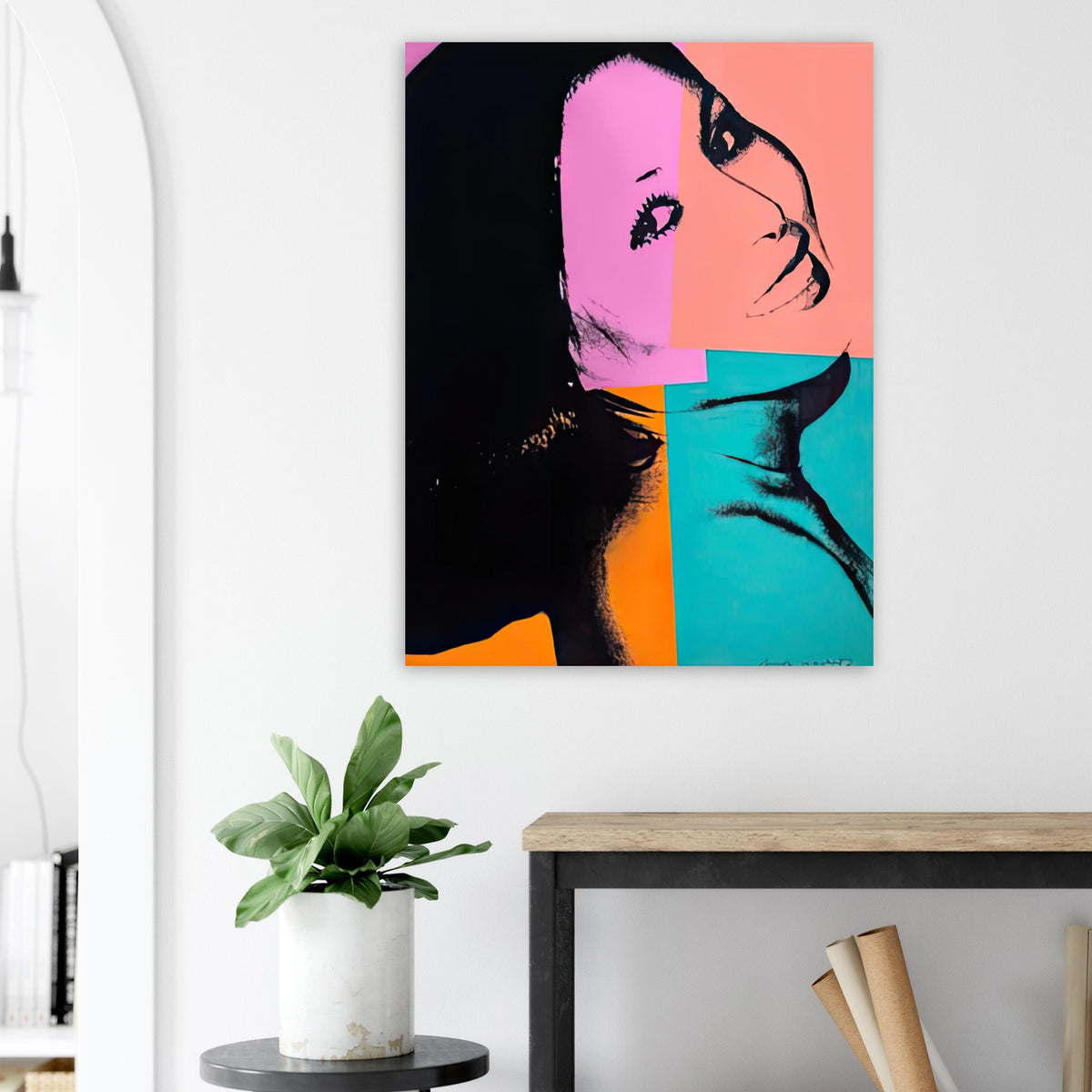 Andy Warhol poster depicting its effect as wall art comes from the supplied artwork and its graphic presence
