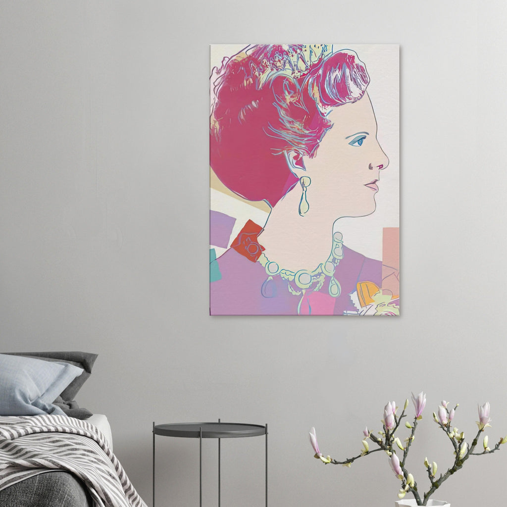 Andy Warhol canvas print depicting the recognizable royal portrait becomes a strong graphic focal point