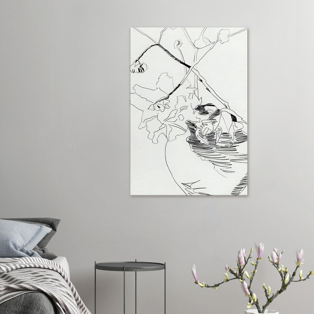Andy Warhol canvas print depicting the black-and-white treatment emphasizes shapes, texture and the structure of the flowers rather than bright color accents
