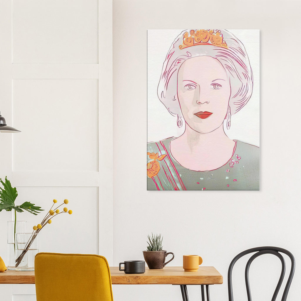 Andy Warhol canvas print depicting the recognizable royal portrait becomes a strong graphic focal point