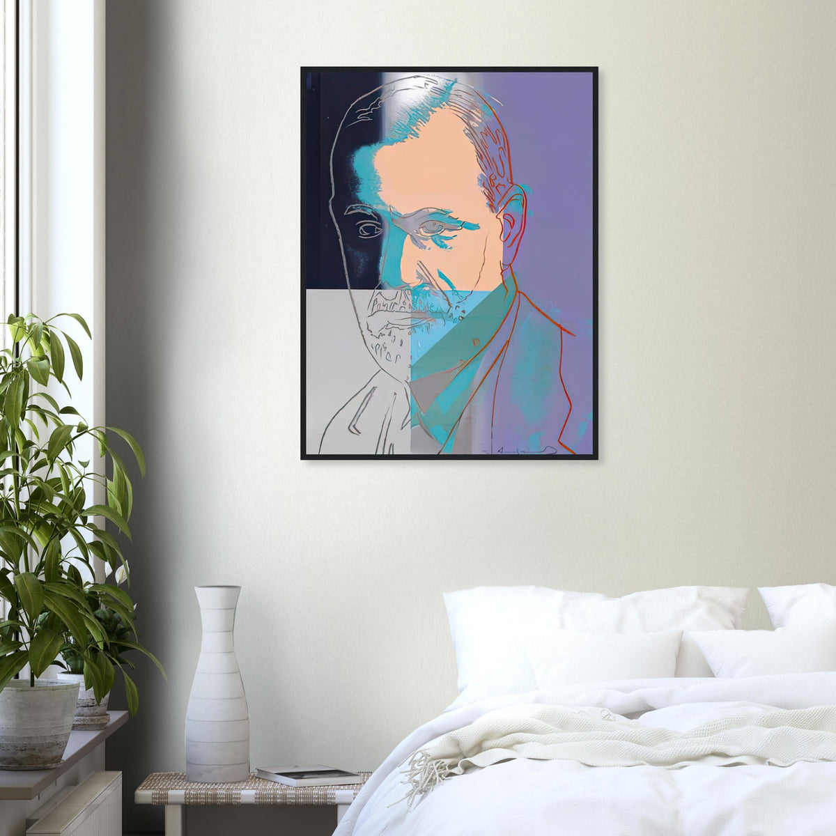 Andy Warhol framed print depicting the sitter is the founder of psychoanalysis; This portrait belongs to Ten Portraits of Jews of the Twentieth Century, in which Warhol brought