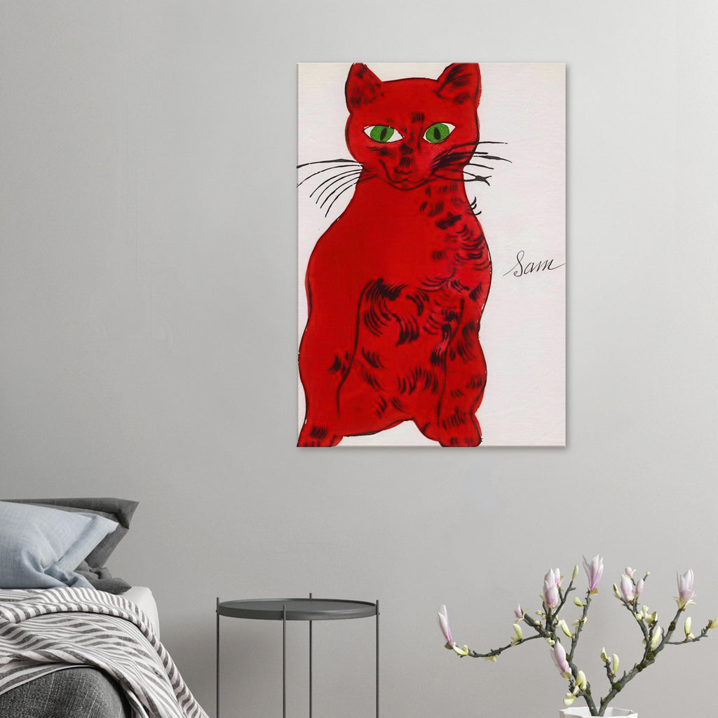 Andy Warhol canvas print depicting a spare contour drawing gives the animal its personality, while uncomplicated forms keep the focus on the cat’s outline and pose