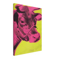 Andy Warhol canvas print depicting the cow’s face becomes a bold graphic presence, replacing the gentle mood of traditional animal painting with irreverent visual impact, 45x60 cm / 18x24″